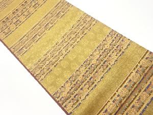 横縞に古典柄模様織出し袋帯